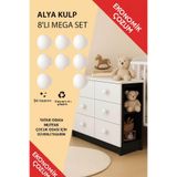 İMT AKSESUAR ALYA KULP (8 Adet) MOBİLYA DOLAPYATAK ODASI ŞİFONYER GENÇ VE ÇOCUK ODASI KULPU Beyaz