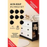 İMT AKSESUAR ALYA KULP (8 Adet) MOBİLYA DOLAPYATAK ODASI ŞİFONYER GENÇ VE ÇOCUK ODASI KULPU Siyah