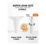 İMT AKSESUAR Aspen 12 cm (6 'lı) Set Beyaz Mobilya Kanepe Koltuk Baza Dolap Tv Ünitesi Yatak Odası Konsol Ayağı Beyaz