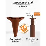 İmt Aksesuar Aspen 15 cm (12 'li Set) Robot Süpürge Uyumlu Ceviz Mobilya Kanepe Koltuk Baza Dolap Tv Ünitesi Yatak Odası Konsol Ayağı
