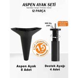 İmt Aksesuar Aspen 15 cm (12 'li Set) Robot Süpürge Uyumlu Siyah Mobilya Kanepe Koltuk Baza Dolap Tv Ünitesi Yatak Odası Konsol Ayağı