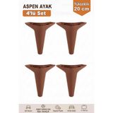 İMT AKSESUAR Aspen 20 cm (4'lü Set) Koltuk Baza Dolap Tv ünitesi Yatak Odası Konsol Ayağı Kahverengi