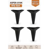 İmt Aksesuar Aspen 20 cm (4'lü Set) Koltuk Baza Dolap Tv Ünitesi Yatak Odası Konsol Ayağı - Siyah