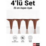 İmt Aksesuar Aspen Mobilya Ayağı 18 cm (4'lü Set) Ceviz Koltuk Baza Dolap Tv ünitesi Yatak Odası Konsol Ayağı - 20 CM