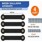 İmt Aksesuar Beşik Sallama Aparatı (Iki Rulman Deliği Aralığı 14,5 Cm) 4 Adet - Siyah