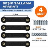 İmt Aksesuar Beşik Sallama Aparatı (Iki Rulman Deliği Aralığı 15,5 Cm) 4 Adet - Siyah