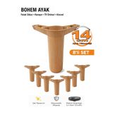 İMT AKSESUAR Bohem 14 cm Açık Ceviz 8 Adet Mobilya Ayağı Robot Süpürgeye Uyumlu Koltuk Dolap Tv Ünitesi Ayağı Kahverengi
