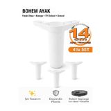 İMT AKSESUAR Bohem 14 cm Beyaz 4 Adet Mobilya Ayağı Robot Süpürgeye Uyumlu Koltuk Dolap Tv Ünitesi Konsol Ayağı Beyaz