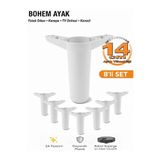 İMT AKSESUAR Bohem 14 cm Beyaz 8 Adet Mobilya Ayağı Robot Süpürgeye Uyumlu Koltuk Dolap Tv Ünitesi Konsol Ayağı Beyaz