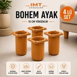 İmt Aksesuar Bohem Mobilya Ayağı 15 cm 4 Adet Robot Süpürge Uyumlu Koltuk Kanepe Tv Ünitesi Baza Dolap Ayağı Modern Plastik Ayak - Meşe - 4'lü