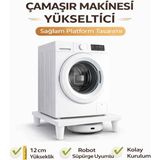 İmt Aksesuar Çamaşır Makinesi Yükselticisi 60X60X12 cm Beyaz Platform Robot Süpürgeye Uyumlu Titreşim Azaltıcı