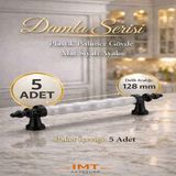 İmt Aksesuar Damla Lüks Polimer Mobilya Kulpu 128 mm Beyaz-Siyah 5 Adet Mutfak Dolabı Çekmece Vestiyer Kulpu