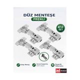 İMT AKSESUAR FRENLİ PİSTONLU DÜZ MOBİLYA MUTFAK DOLAP KAPAĞI MENTEŞESİ (4 ADET) Metalik