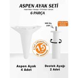 İmt Aksesuar Imt Aksesuar Aspen 15 cm (6'lı Set Beyaz) Robot Süpürge Uyumlu Mobilya Kanepe Koltuk Baza Dolap Tv Ünitesi Yatak Odası Konsol Ayağı