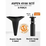 İmt Aksesuar Imt Aksesuar Aspen 15 cm (6'lı Set Siyah) Robot Süpürge Uyumlu Mobilya Kanepe Koltuk Baza Dolap Tv Ünitesi Yatak Odası Konsol Ayağı