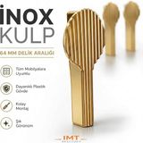 İmt Aksesuar Inox Kulp 64 mm Delik Aralıklı Metalik Altın Mobilya Kulpu Mutfak Dolabı Çekmece Gardırop Şifonyer Kulpu