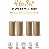 İmt Aksesuar Kapsül Bohem 15 cm (4 Adet)Açık Kubik Ceviz Mobilya Kanepe Sehpa Tv Ünitesi Koltuk ve Konsol Ayağı