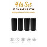 İMT AKSESUAR Kapsül Bohem 15 cm Siyah (4 Adet) Mobilya Kanepe Sehpa Tv Ünitesi Koltuk ve Konsol Ayağı Siyah