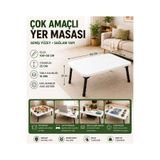 İMT AKSESUAR Katlanabilir Ayaklı Çok Amaçlı Yer Masası 100x58 cm Beyaz Yer Sofrası Laptop Çalışma Çocuk Etkinlik ve Hobi Masası