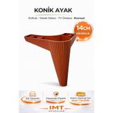 İMT AKSESUAR Konik 14 cm Ceviz Mobilya Ayağı Robot Süpürgeye Uyumlu Koltuk Tv Ünitesi Konsol Ayağı Kahverengi