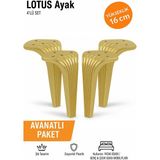 İmt Aksesuar Lotus 16 cm Altın (4 Adet) Mobilya Koltuk Yatak Odası Tv Ünitesi Konsol ve Sehpa Ofis Mobilyası Ayağı