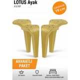 İmt Aksesuar Lotus 19 cm Altın (4 Adet) Mobilya Koltuk Yatak Odası Tv Ünitesi Konsol ve Sehpa Ofis Mobilyası Ayağı 19 cm