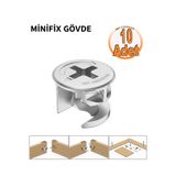 İMT AKSESUAR Minifix Gövde 15X13MM Mobilya Dolap Birleştirme Bağlantı Vidası - 10 Adet Metalik
