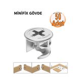 İmt Aksesuar Minifix Gövde 15X13MM Mobilya Dolap Birleştirme Bağlantı Vidası - 50 Adet
