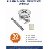 Imt Aksesuar Plastik Dübelli Minifix Gövde ve Mil Seti - Mobilya Bağlantı Elemanı (30 Adet) Me - Çok Renkli