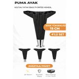 İMT AKSESUAR Puma 15 Cm 4 ADET SİYAH -KROM Robot Süpürge Uyumlu Mobilya Kanepe Tv ünitesi Dolap Komidin Ayağı Siyah