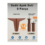 İmt Aksesuar Sedir 14 cm 6'lı Set Mobilya Koltuk Kanepe Tv Ünitesi Dolap Konsol ve Destek Ayağı - Ceviz