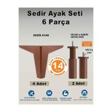 İMT AKSESUAR Sedir 14 Cm Ceviz 6'lı Set Mobilya Koltuk Kanepe Tv ünitesi Dolap Konsol ve Destek Ayağı Kahverengi