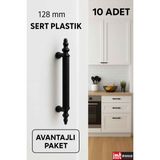 İmt Aksesuar Sert Plastik 128 mm Siyah Mobilya Mutfak Dolabı Komidin Tv Ünütesi Dolap Kulpları 10 Ad