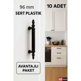 İMT AKSESUAR Sert Plastik 96 Mm Siyah Mobilya Mutfak Dolabı Komidin Tv ünütesi Kulpları 10 Adet Siyah