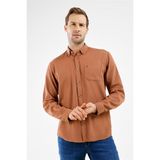 İmza Açık Bej Düğmeli Yaka Uzun Kol Cepli Slim Fit %100 Pamuk Gömlek 1004255213 - XL