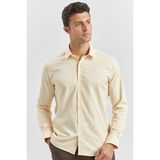 İmza Açık Bej Uzun Kol Düz Bez Ayağı 032 Sert Yaka Classic Slim Fit Gömlek 1004240334