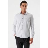 İmza Açık Bej Uzun Kollu Desenli Armürlü Sert Yaka Cepsiz Pamuklu Slim Fit Dar Kesim Gömlek 1004235171