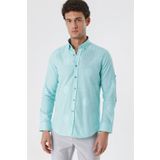 İmza Açık Yeşil Kısalabilir Kollu Desenli Jakarlıcepsiz %100 Pamuk Casual Slim Fit Gömlek 1004230183
