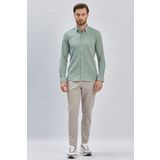 İmza Açık Yeşil Uzun Kollu Biritli Yaka Biyeli Pamuklu Likralı Casual Slim Fit Gömlek 1004240232