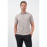 İmza Bej Italyan Yaka Kısa Kol Cepsiz Slim Fit Esnek Gömlek 1004260159 - Koyu Bej - 2XL