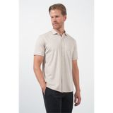 İmza Bej İtalyan Yaka Kısa Kol Cepsiz Slim Fit Pamuklu Gömlek 1004260158