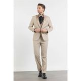 İmza Bej Kılıç Yaka Çift Yırtmaç Esnek 6 Drop Slim Fit Damatlık Takım Elbise 1001250207 - Koyu Bej