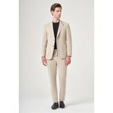 İmza Bej Mono Yaka 6 Drop Slim Fit Beli Lastikli Takım Elbise 1001260194 - Koyu Bej - 54