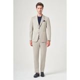 İmza Bej Mono Yaka 6 Drop Slim Fit Esnek Beli Lastikli Takım Elbise 1001260165 - 56