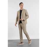 İmza Bej Mono Yaka 6 Drop Slim Fit Esnek Takım Elbise 1001260157 - Koyu Bej - 52