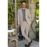 İmza Bej Mono Yaka 6 Drop Slim Fit Yarım Astar Esnek Takım Elbise 1001260162 - Koyu Bej - 48