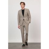 İmza Bej Mono Yaka 6 Drop Slim Fit Yarım Astar Esnek Takım Elbise 1001260162 - Koyu Bej - 54