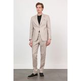 İmza Bej Mono Yaka Keten 6 Drop Slim Fit Yarım Astar %100 Keten Takım Elbise 1001260164 - Koyu Bej - 54