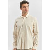 İmza Bej Uzun Kollu Gofreli Biyeli %100 Pamuk Casual Slim Fit Dar Kesim Gömlek 1004240247