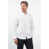 İmza Beyaz-Antrasit Yumuşak Yaka Uzun Kol Slim Fit Pamuklu Gömlek 1004260260 - Beyaz - Antrasit - XL
